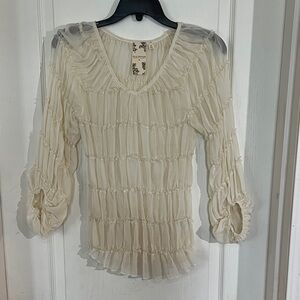 Blu Pepper Cream Sheer‎ Blouse